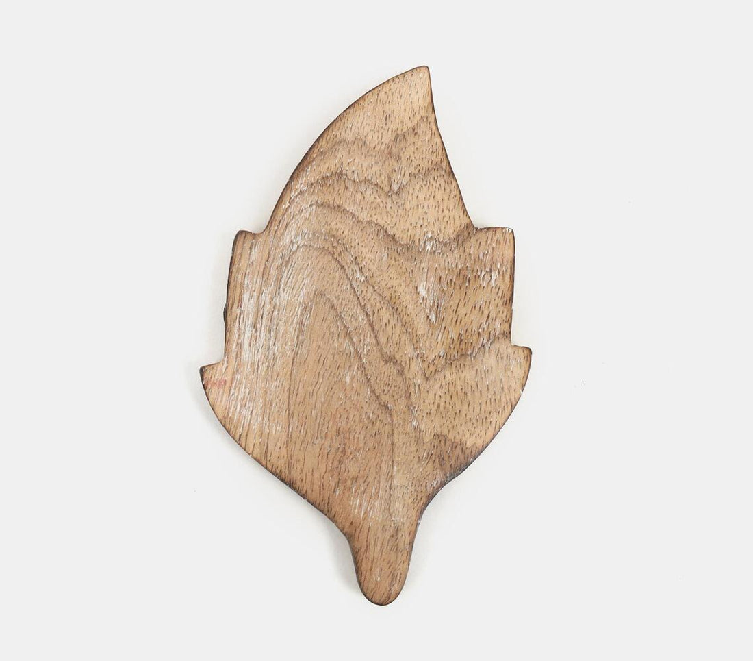 Hand Carved Leaf Shaped Coaster Set