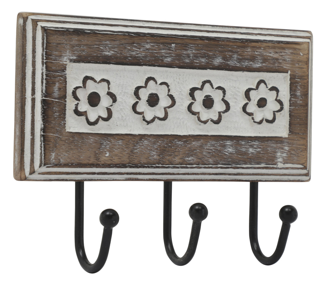 Key Holder Floral With 3 Hooks