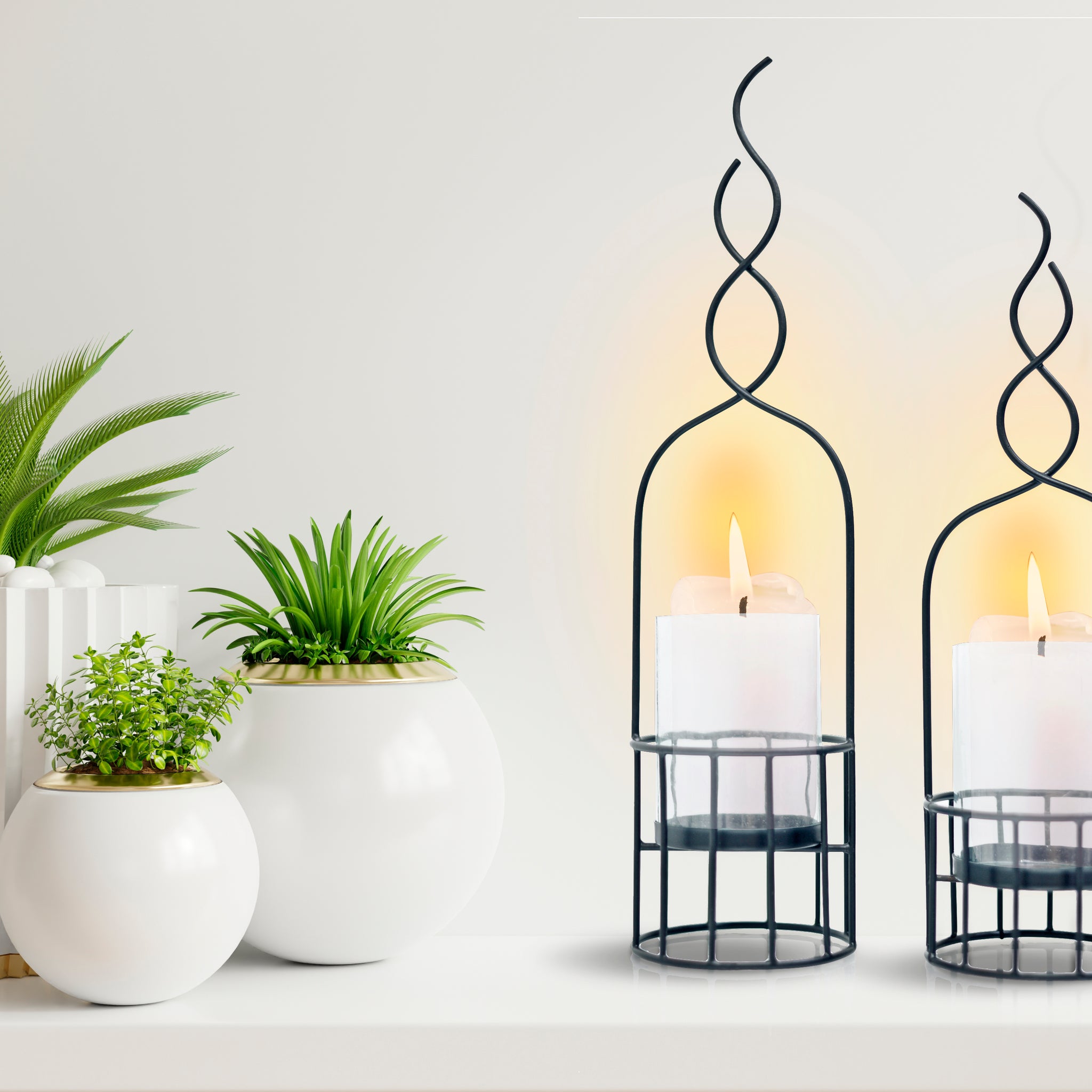 Candle Stand Basket Pair