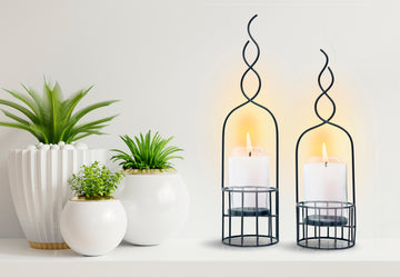 Candle Stand Basket Pair