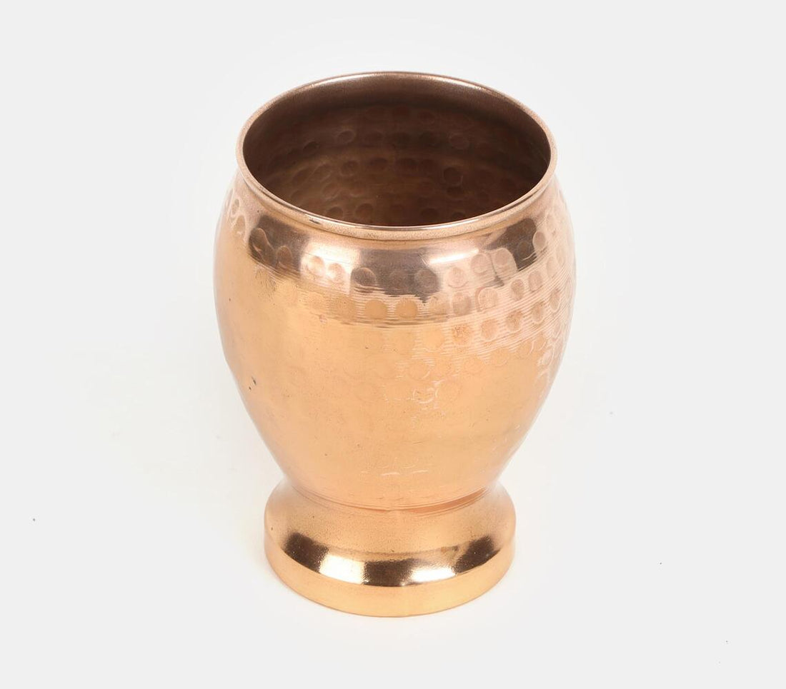 Copper Glass Kullar Shape With Hammered Finish