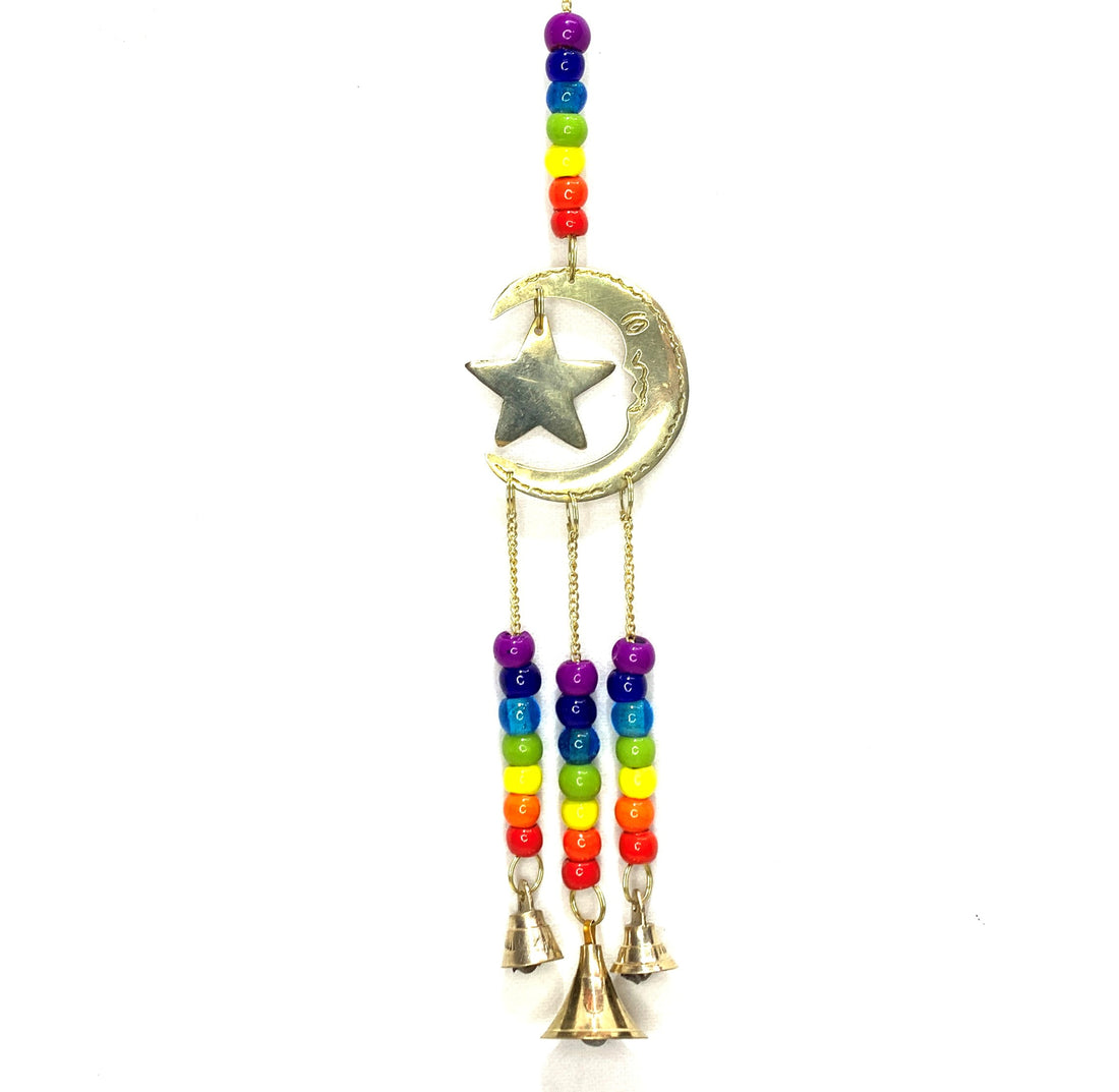 Moon & Star Bells Chime With 7 Chakra Glass Beads