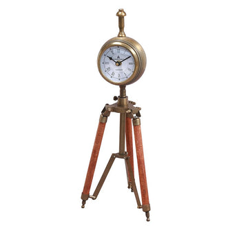 Antique Brass Tripod Table Clock