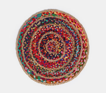 Multicoloured Round Door Mat