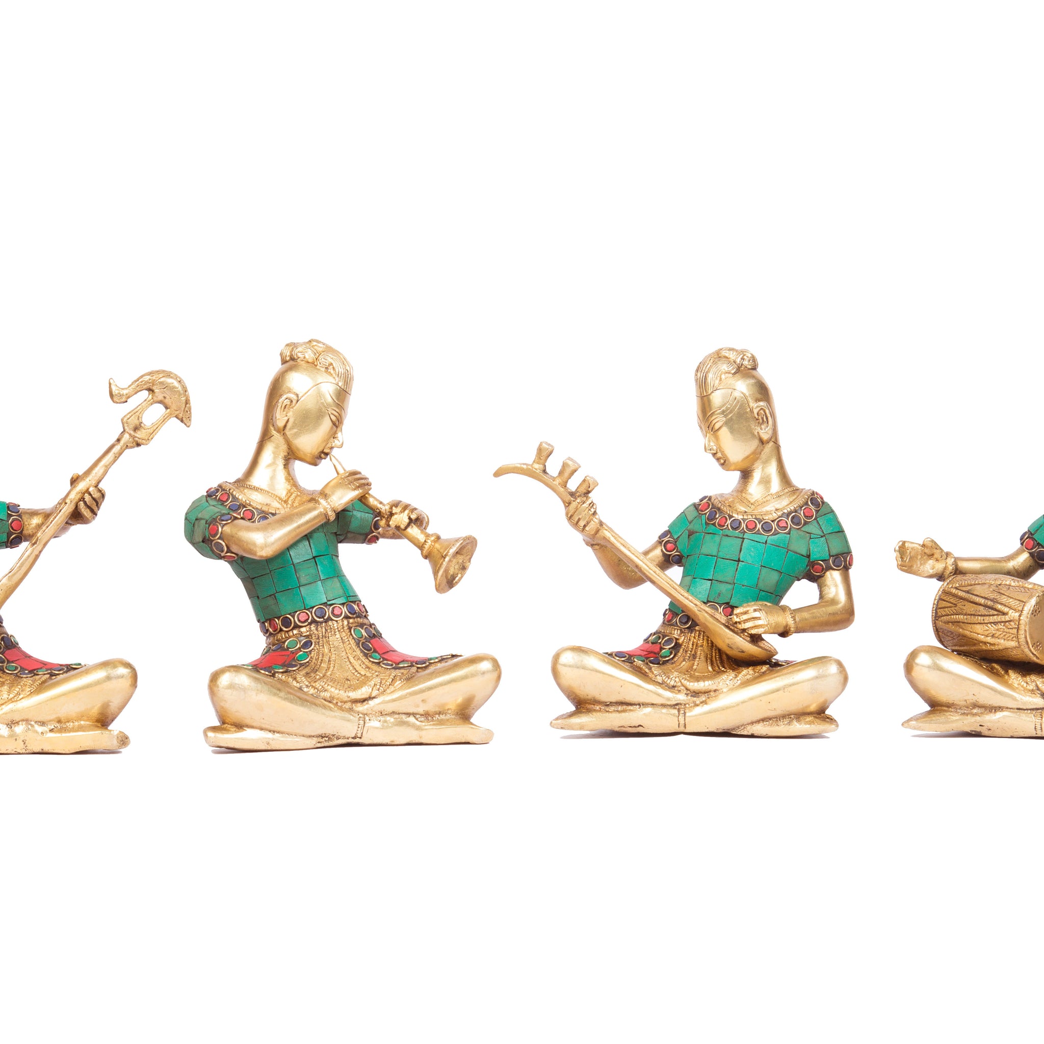 Musician Ladies With Instruments Sculpture - 7 Inch (Multicolour)