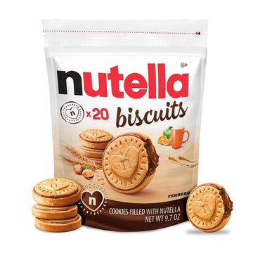 Nutella Biscuits, 20 Count Cookies, Hazelnut Spread with Cocoa, Holiday Christmas Cookies, 9.7 oz