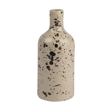 Handpainted Ceramic Flower Vase In Black And Cream