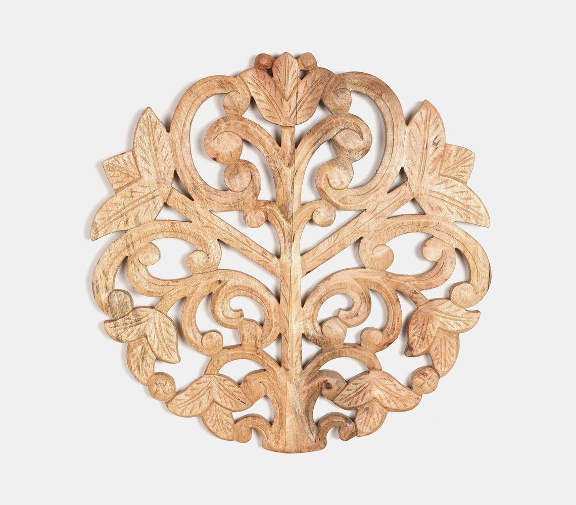 Hand Carved Round Wall Hanging Panel