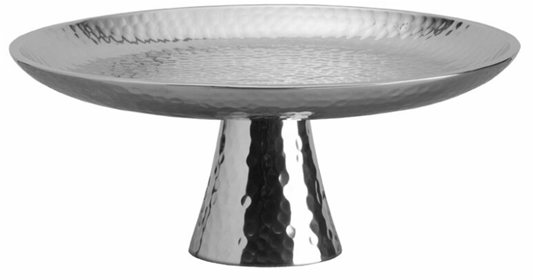 Shiny Nickel Plated Hammered Cake Stand