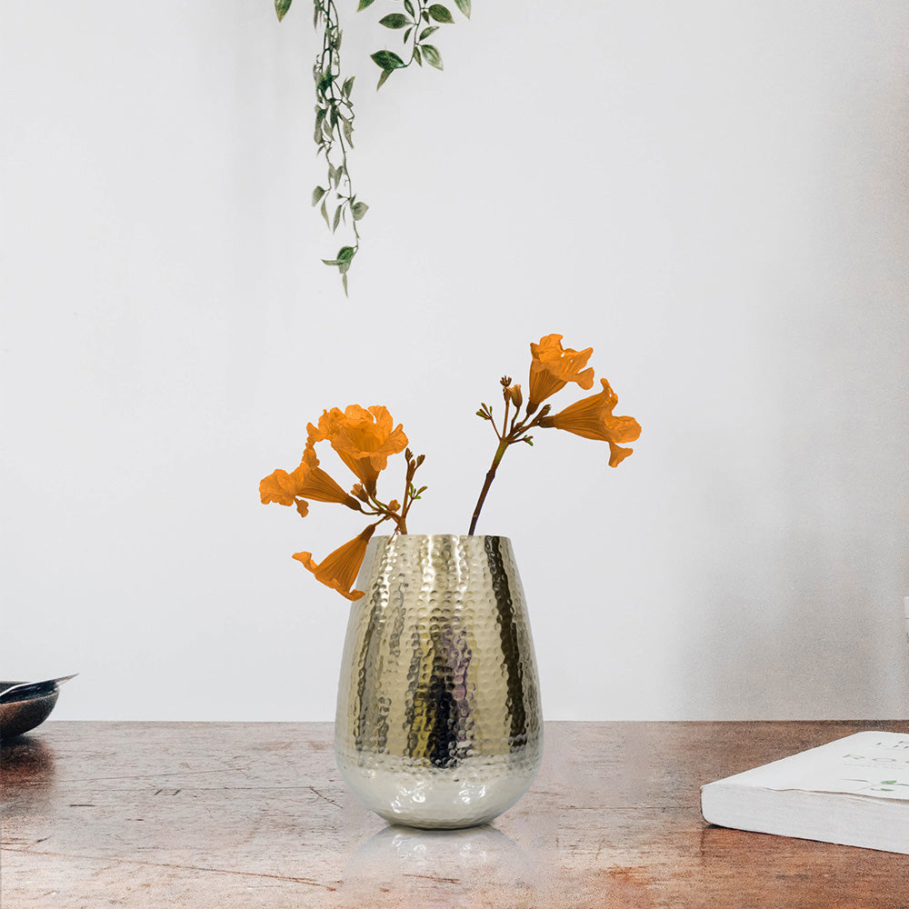 Hammered Vase In Golden Color