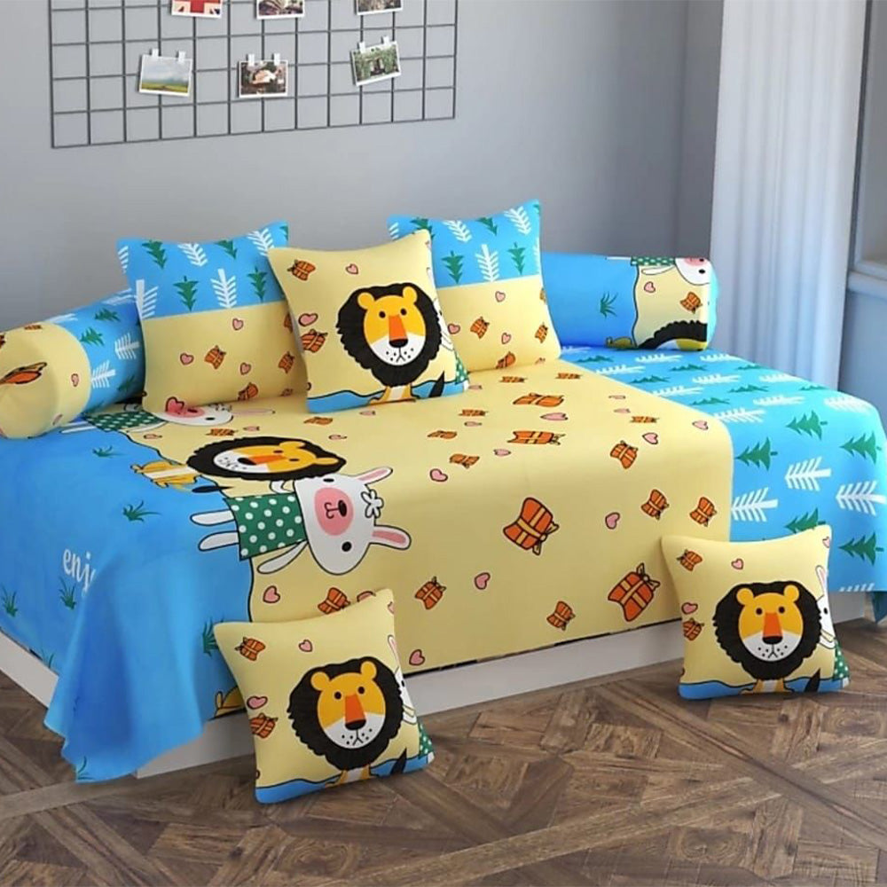 Lion - Glace Cotton Single Bedsheet 8 Of Set