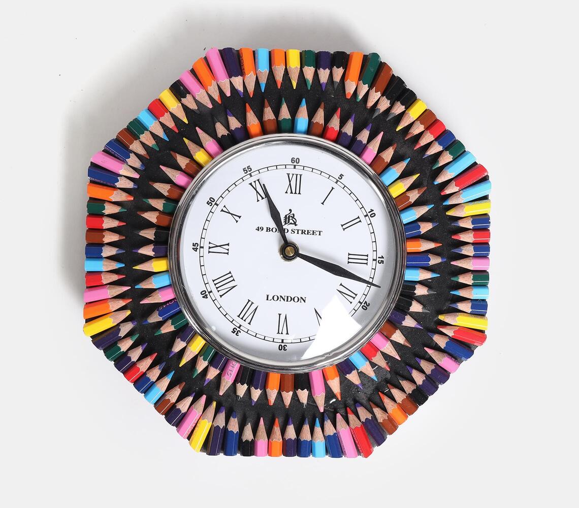 Handmade Colour Pencil Octagonal Clock