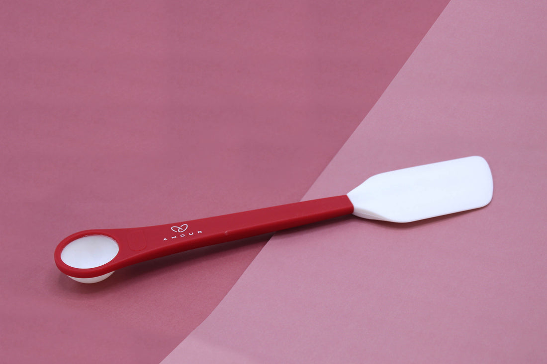 Silicon Double Hand Spoon Spatula Red White (1pc)