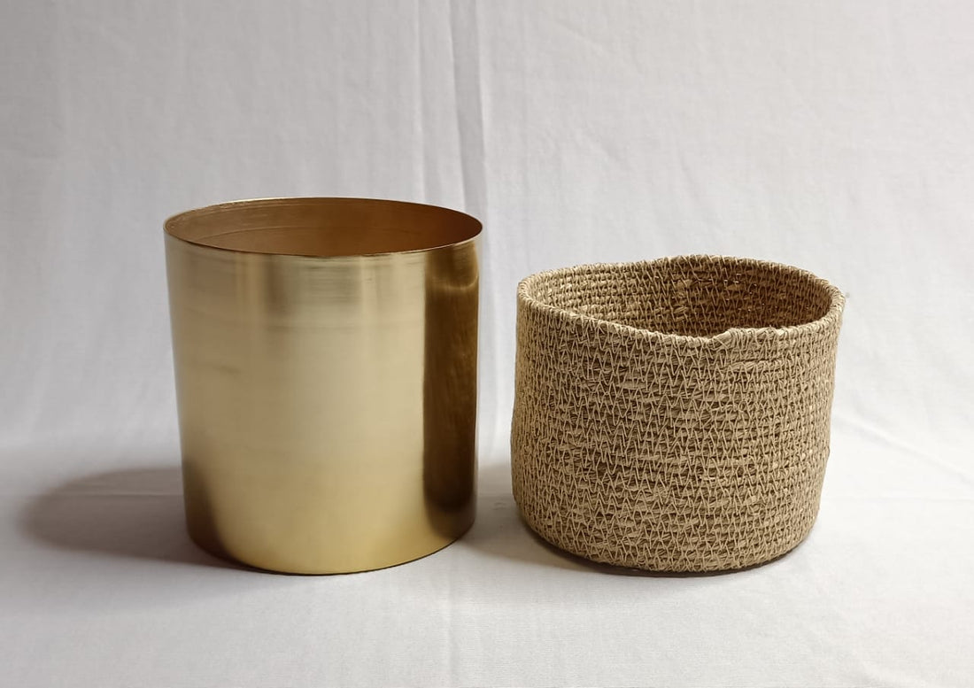 Golden Metallic Jute Vase