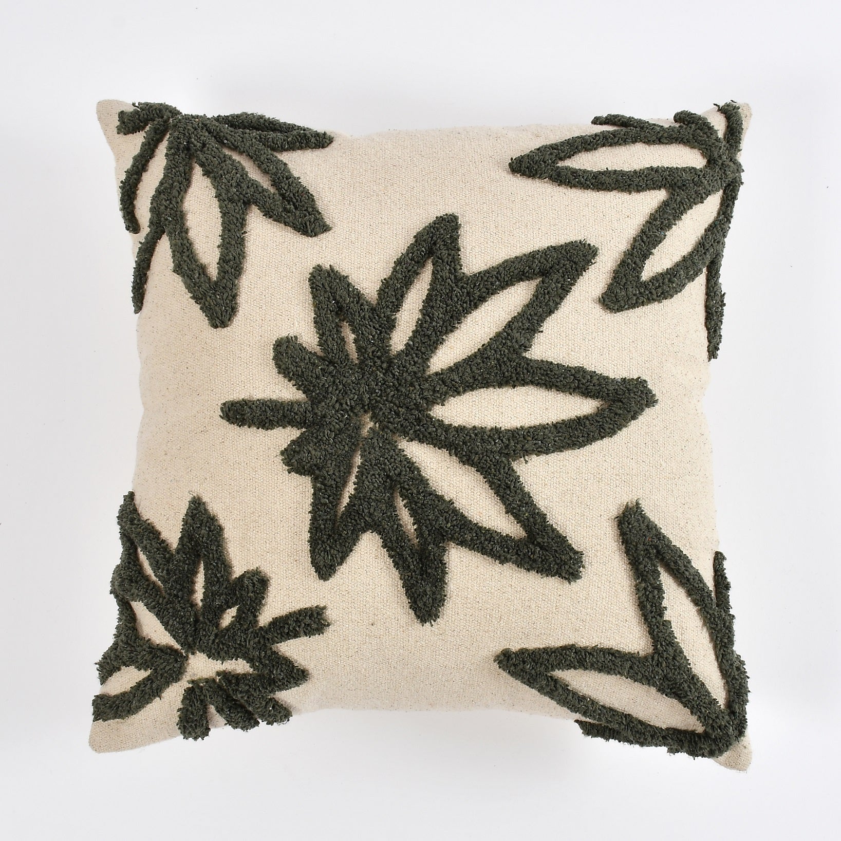 Hand Tufted Canvas Cushion Cover (Maple Leaves)