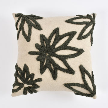 Hand Tufted Canvas Cushion Cover (Maple Leaves)