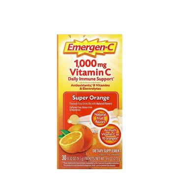 Emergen-C, Vitamin C, Super Orange, 1,000 mg, 30 Packets, 0.32 oz (9.1 g) Each