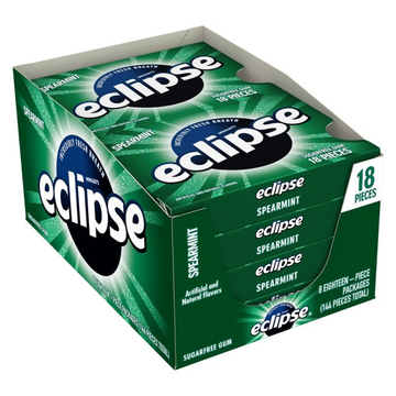 ECLIPSE Spearmint Sugar-Free Chewing Gum, 8 Packs, 18-Count Each Gum Packs
