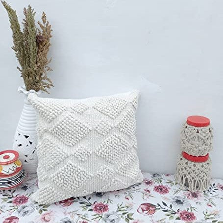 Handmade Boho White Cushion Cover