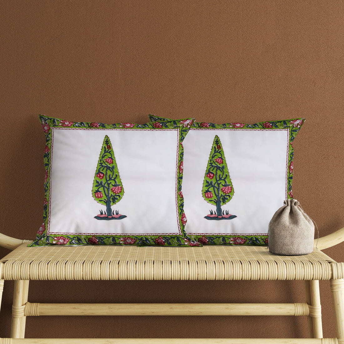 Gulmohar Tree Handblocked Cushion Cover