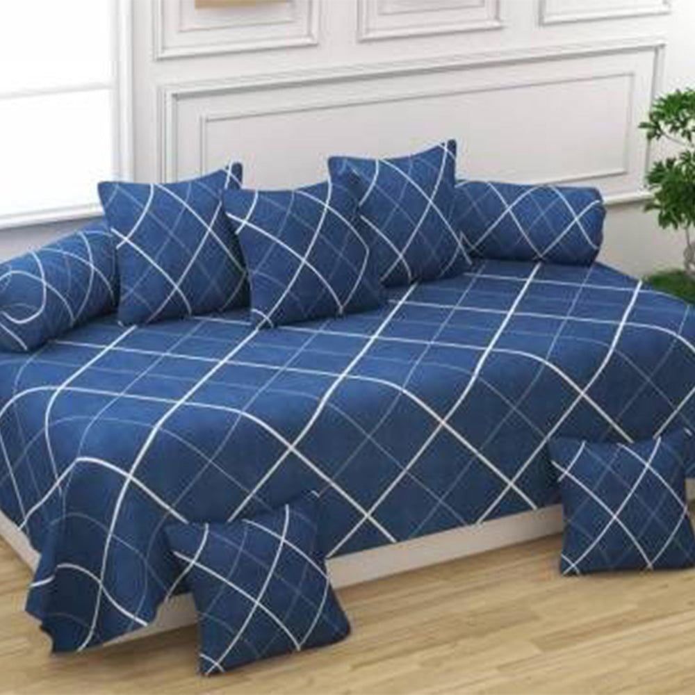 Blue - Glace Cotton Single Bedsheet 8 Pcs Set