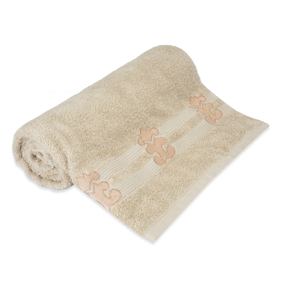 500 GSM Embroidered Bath Towel (Beige)