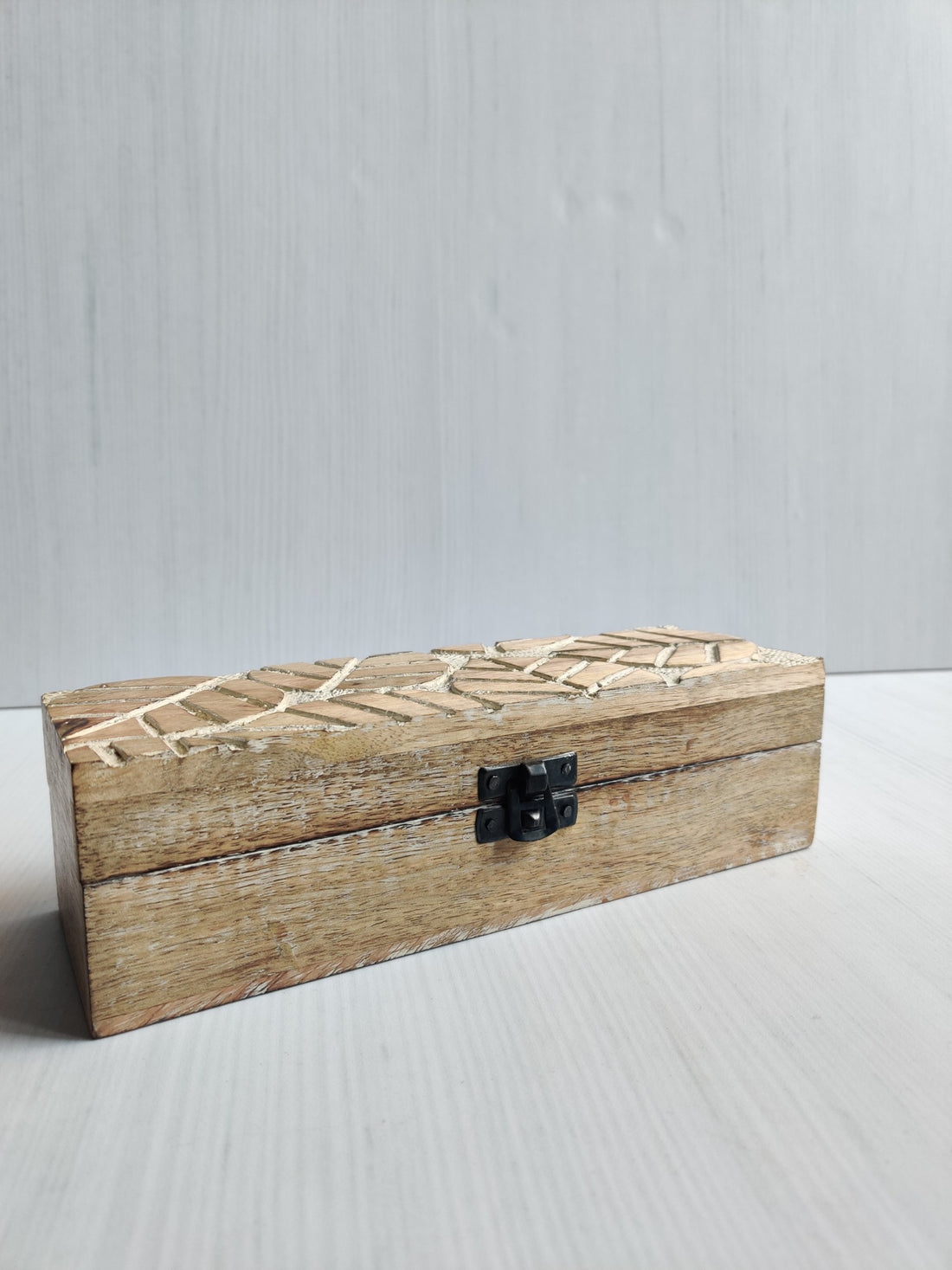 Leafy Wooden Storage Box