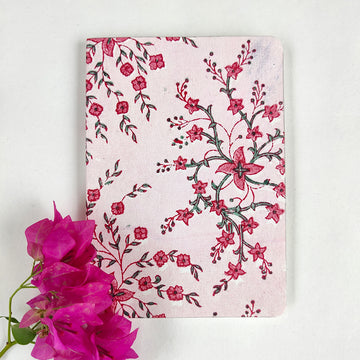 Handblock Printed Notebook Pink Jaal