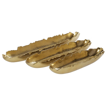 Aluminium Casted Gold Decorative Tray (Set Of 3)