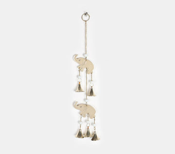 Brass Bell With Elephants & Beads Chime