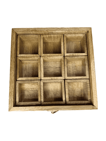 Spice Storage Box With 9 Compartments And Glass Lid