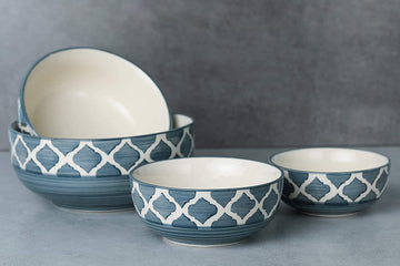 Ceramic Mixing Bowls- Grey- Set Of 4