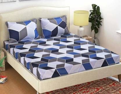 Geometric - Glace Cotton Double Bedsheet With 2 Pillow Covers