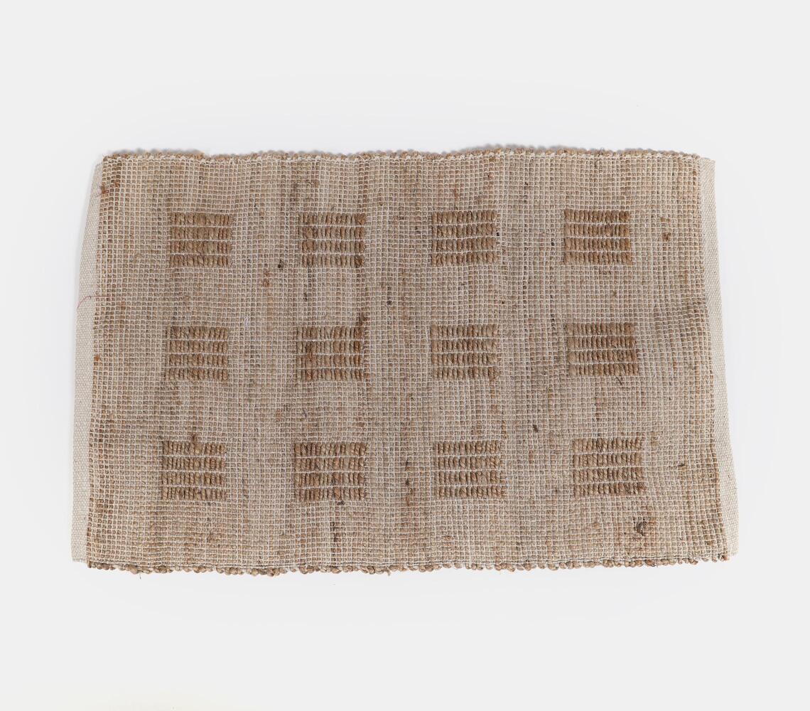 Jute And Cotton Yarn Rug - Small Square Pattern