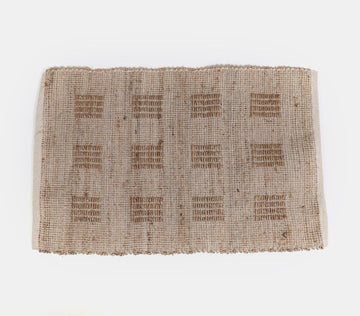 Jute And Cotton Yarn Rug - Small Square Pattern