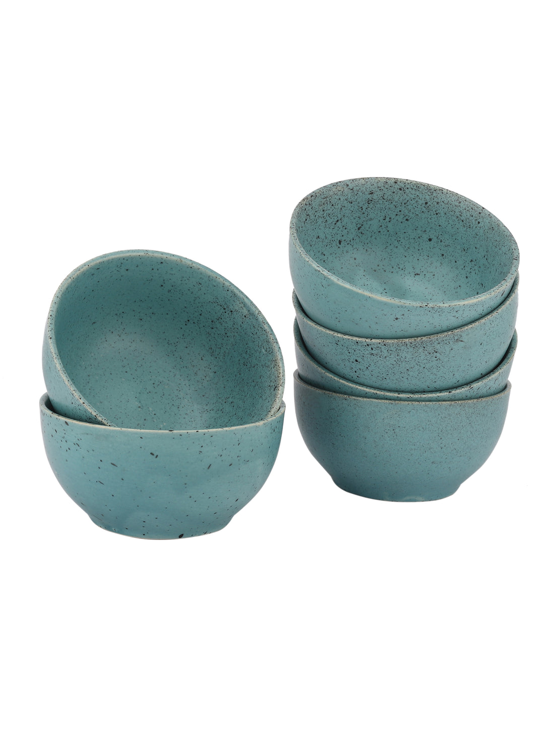 Turquoise Blue Hand Glazed Studio Pottery Ceramic Bowl (set Of 6)