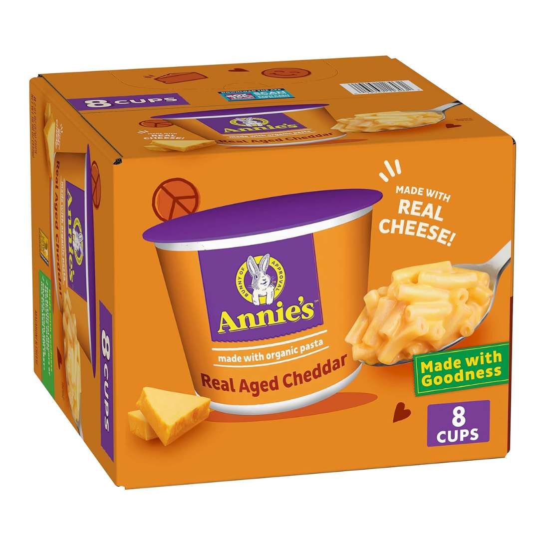 Annie's Real Aged Cheddar Microwave Mac & Cheese with Organic Pasta, 8 Ct, 2.01 OZ Cups