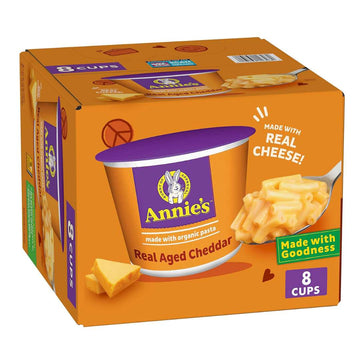 Annie's Real Aged Cheddar Microwave Mac & Cheese with Organic Pasta, 8 Ct, 2.01 OZ Cups