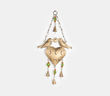Wrought Iron Hanging Heart With 2 Birds