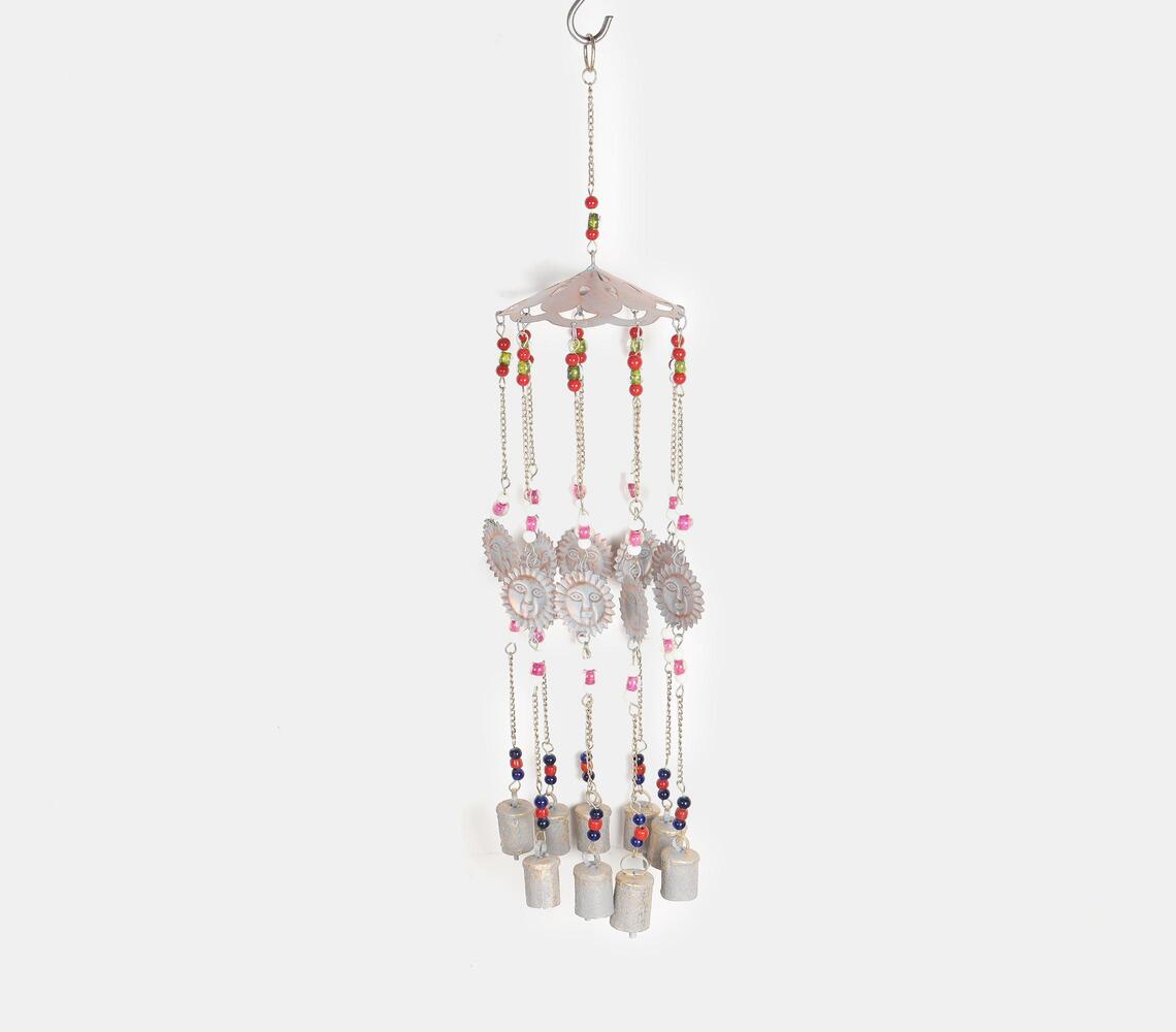 Wrought Iron Sun Wind Chime With Beads