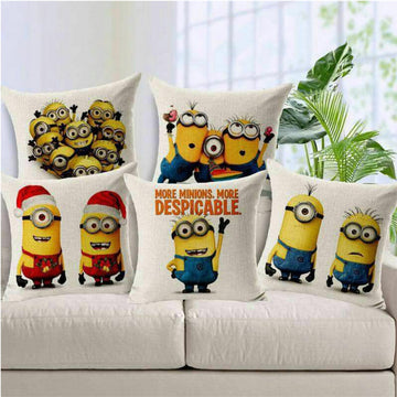 Minion - Digital Print Jute Cushion Cover Set Of 5 Pcs