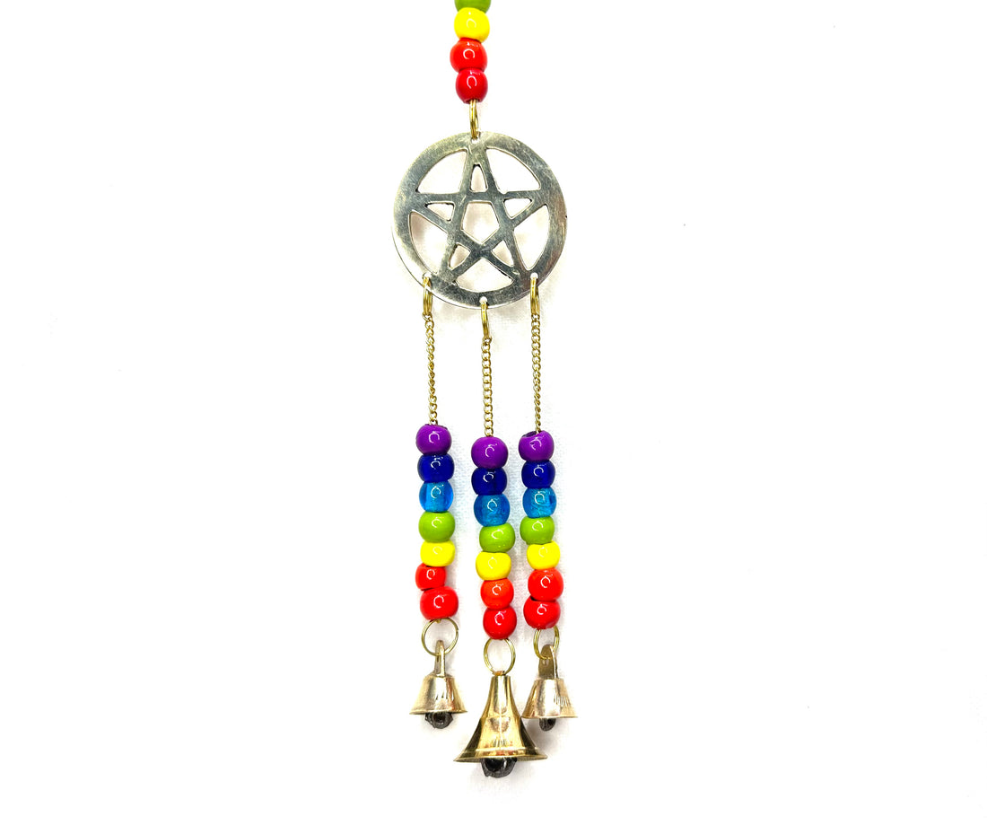 Pentagram Bell Chime With 7 Chakra Beads