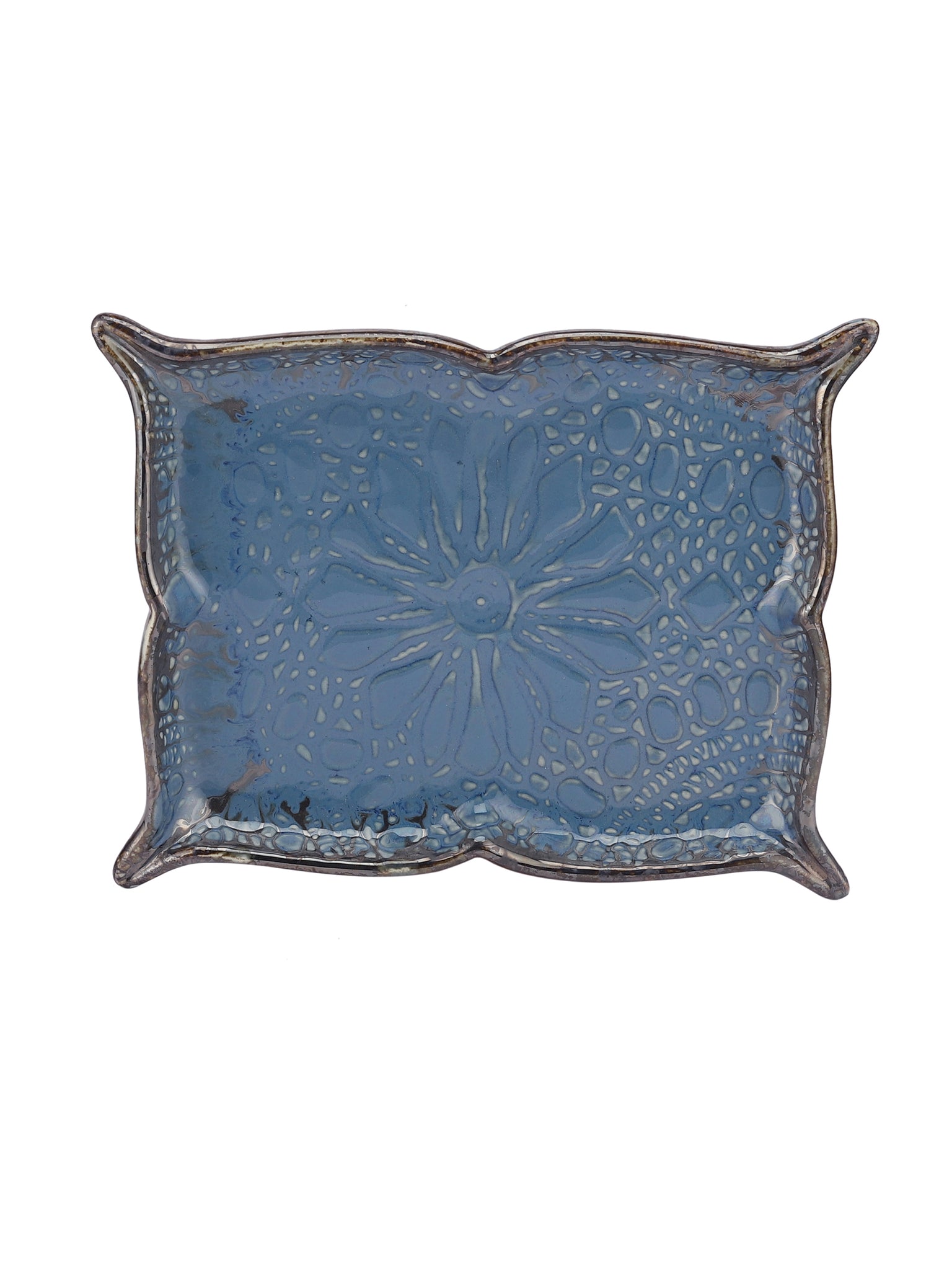 Blue Ceramic Exotic Glazed Platter