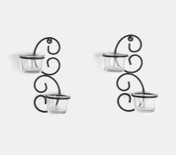 Wrought Iron Wall Tea Light Holders (set Of 2)