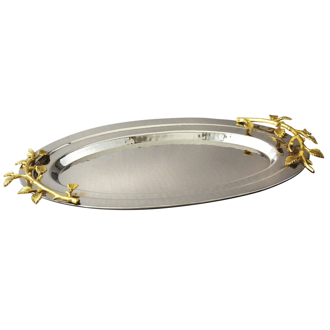 Golden Leaf Oval Hammered Tray