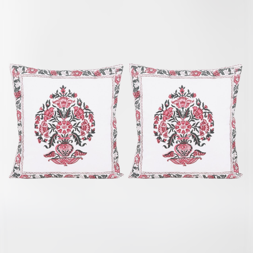 Big Floral Handblocked Cushion Cover