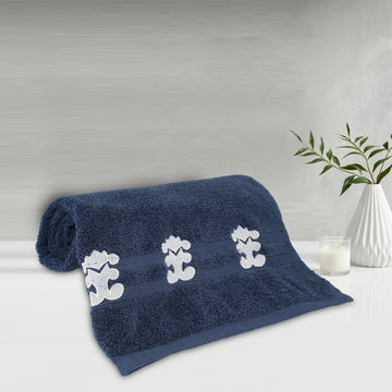 500 GSM Embroidered Bath Towel (Navy Blue)