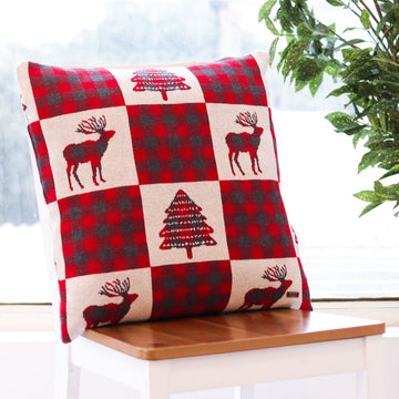 Reindeer And Tree Christmas Cushion Cover