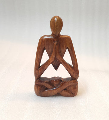 Lotus Meditation Yoga Wooden Sculpture - Natural