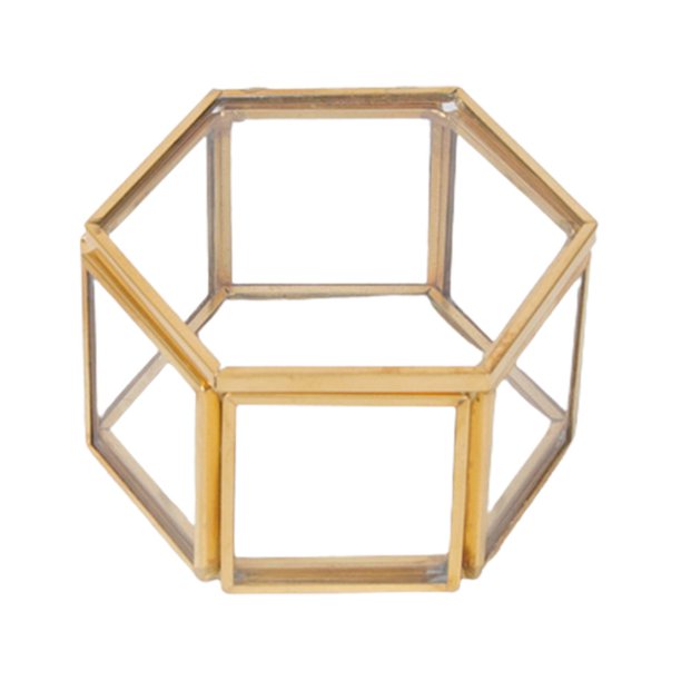 Hexagon Glass Jewelry Decorative Box